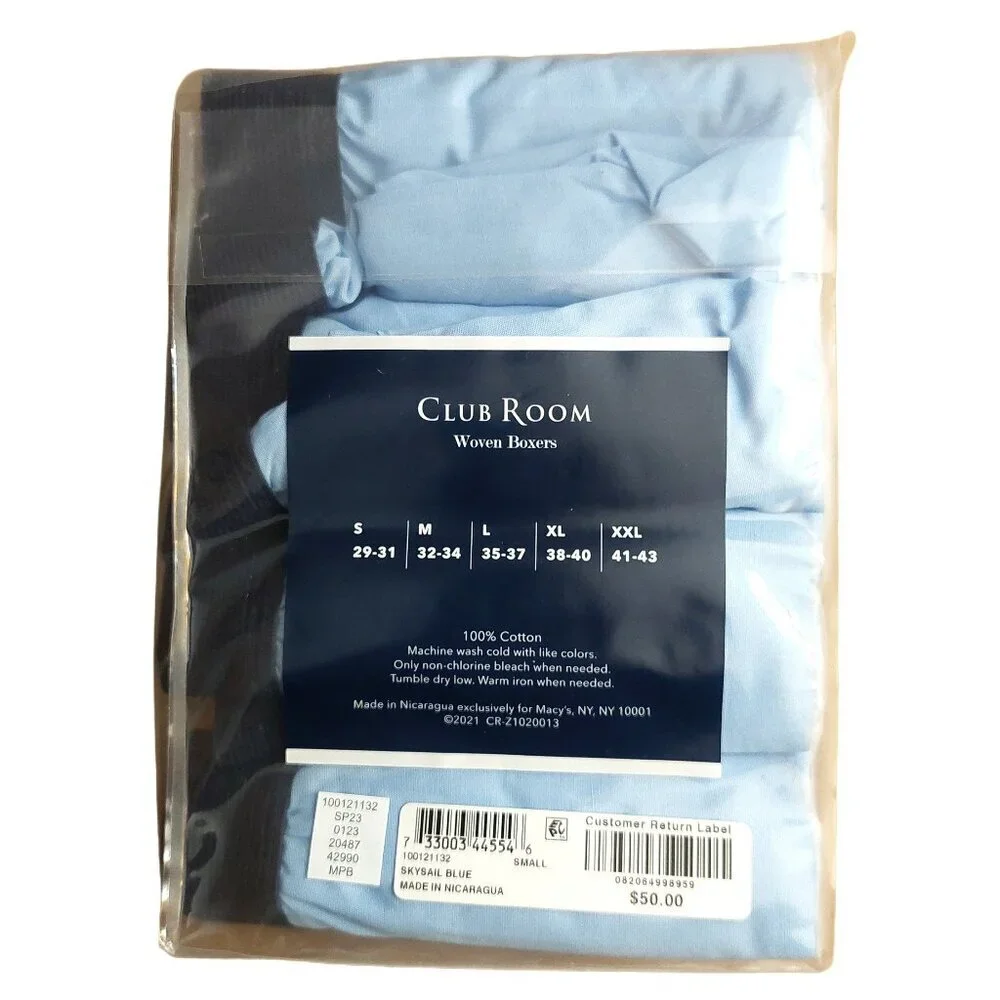Club Room Men's Blue Woven Cotton Tagless Two 4-Pack Bundle Underwear Boxers Sm